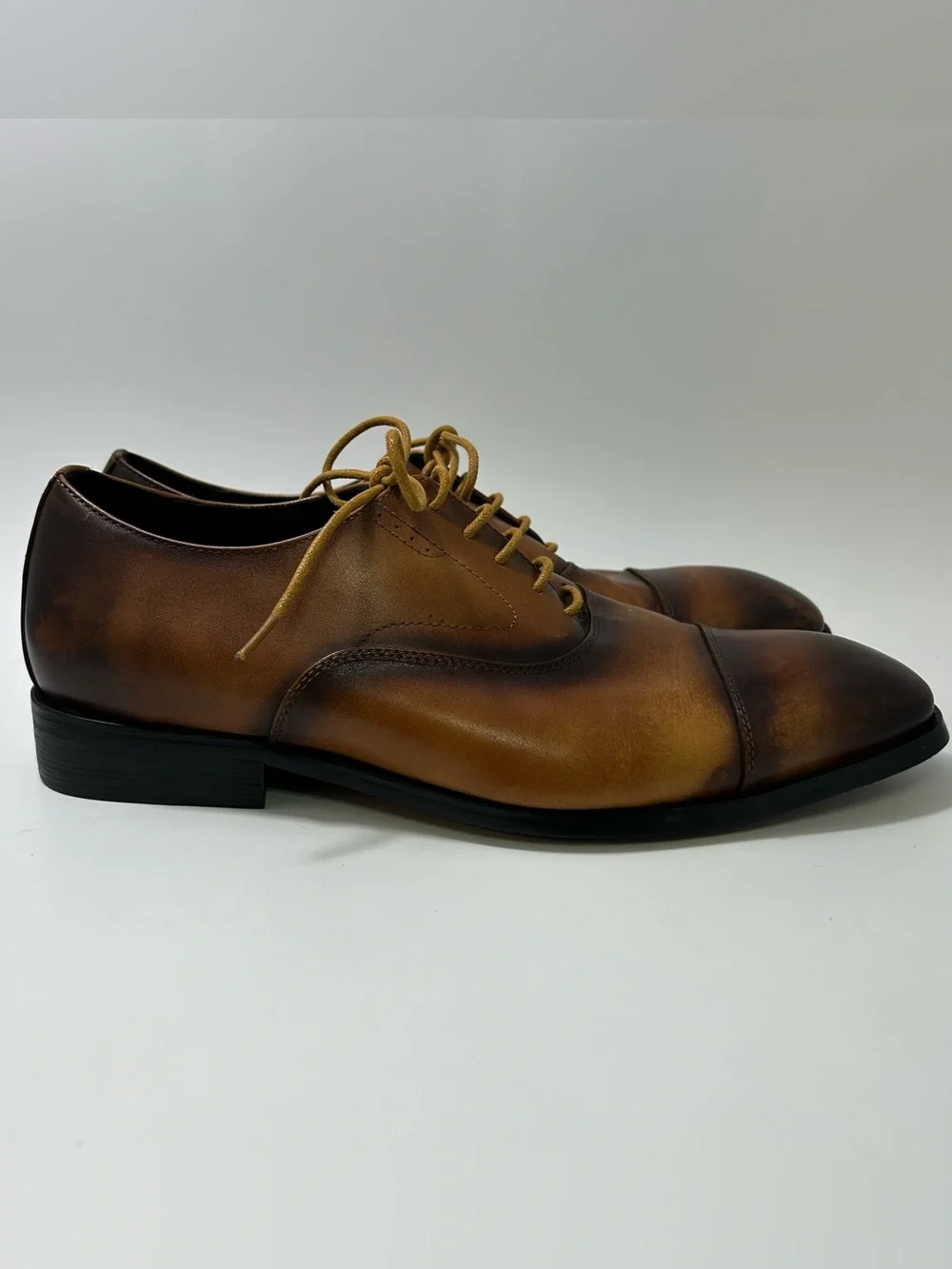 Salvatore Ferragamo Brown Cap Toe Oxford Dress Shoes Mens 10.5 Leather Cognac 44